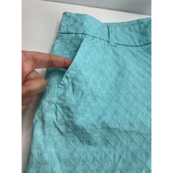 EUC Crown & Ivy Size 16 SHELBY Textured Turquoise Scalloped Hem Shorts - Picture 3 of 9
